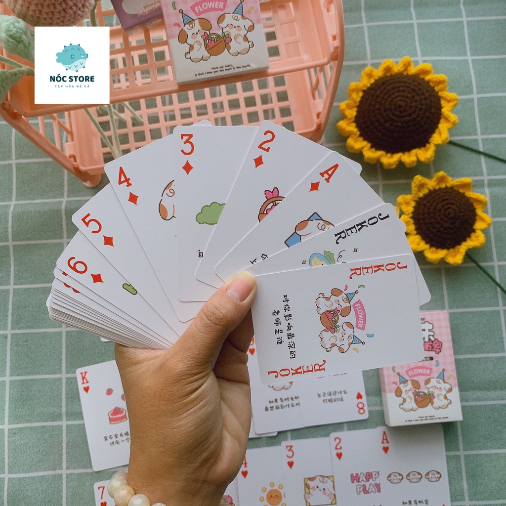 Bộ bài tây, tú lơ khơ họa tiết dễ thương poker 52 lá in hình cute ngộ nghĩnh, hoạt hình siêu đáng yêu - giao ngẫu nhiên