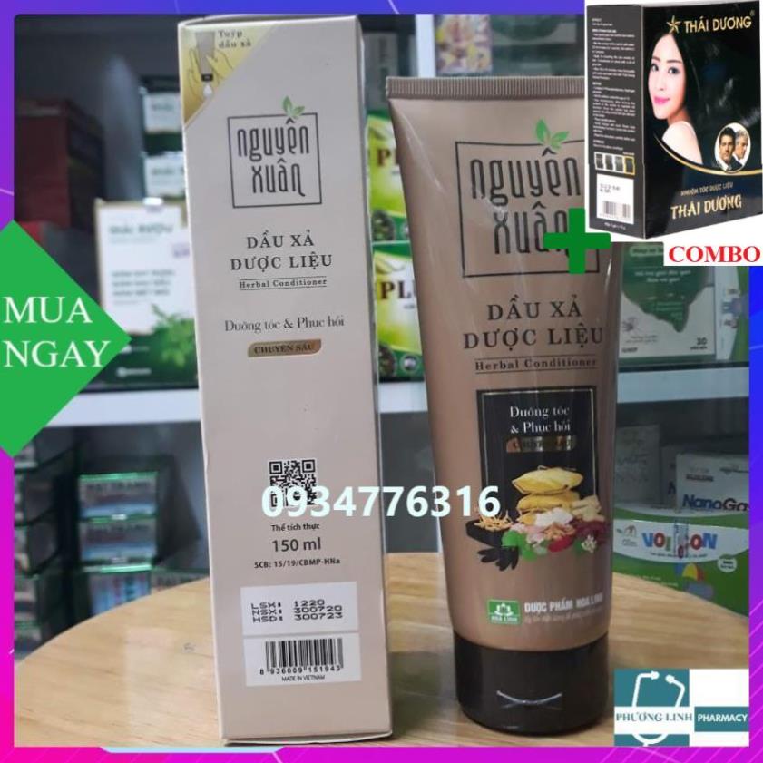 Combo Gội Là Đen Thái Dương+ Dầu xả dược liệu Nguyên Xuân tuýp 150ml Dưỡng Tóc và Phục Hồi Chuyên Sâu