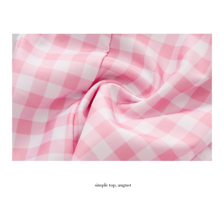 Bộ Đồ Bơi 2 Mảnh Áo Tay Dài + Quần Dài Họa Tiết Sọc Caro Cho Bé Gái