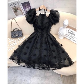 Đầm xòe hoa nổi D161