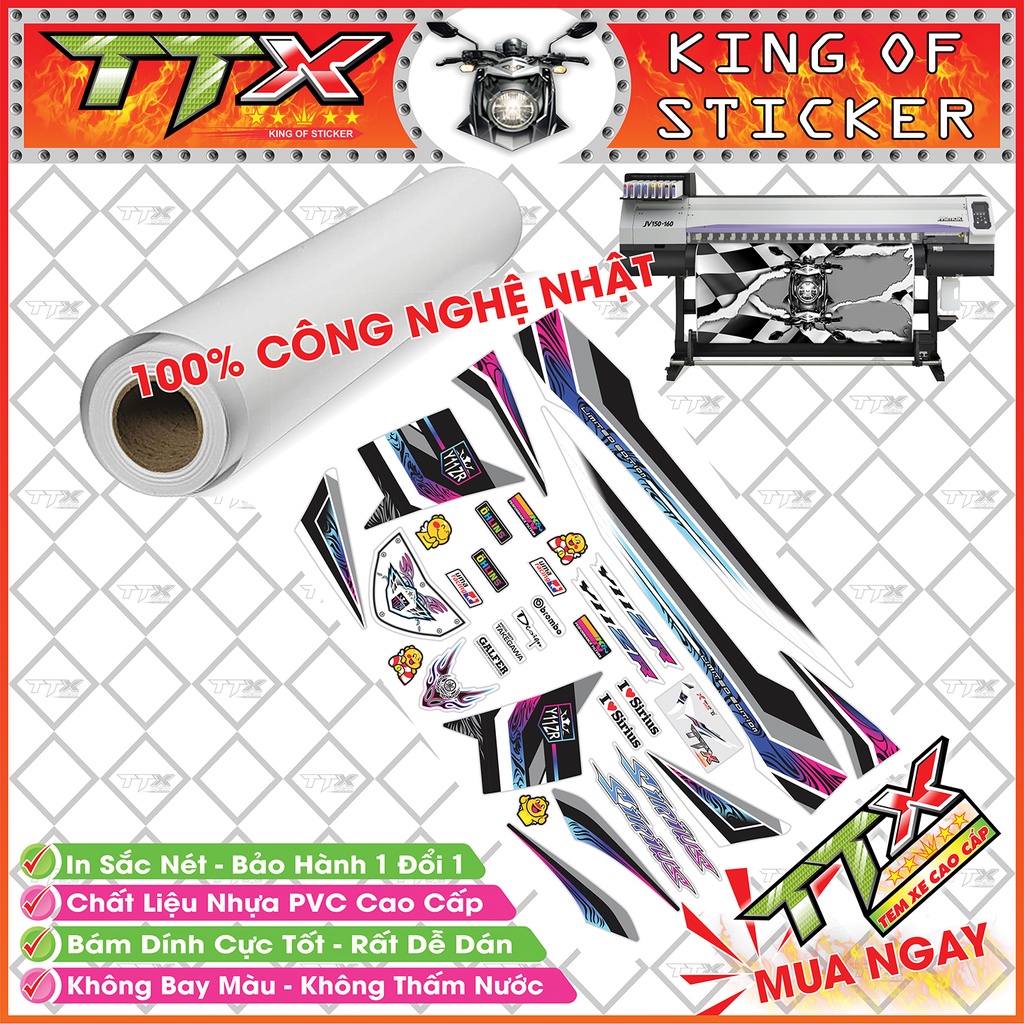 Tem Rời Sirius Y11ZR Màu TiTan Trắng Hồng Xanh Tuyệt Đẹp - Tem Y11ZR Sirius Dán Xe Trắng Siêu Hót