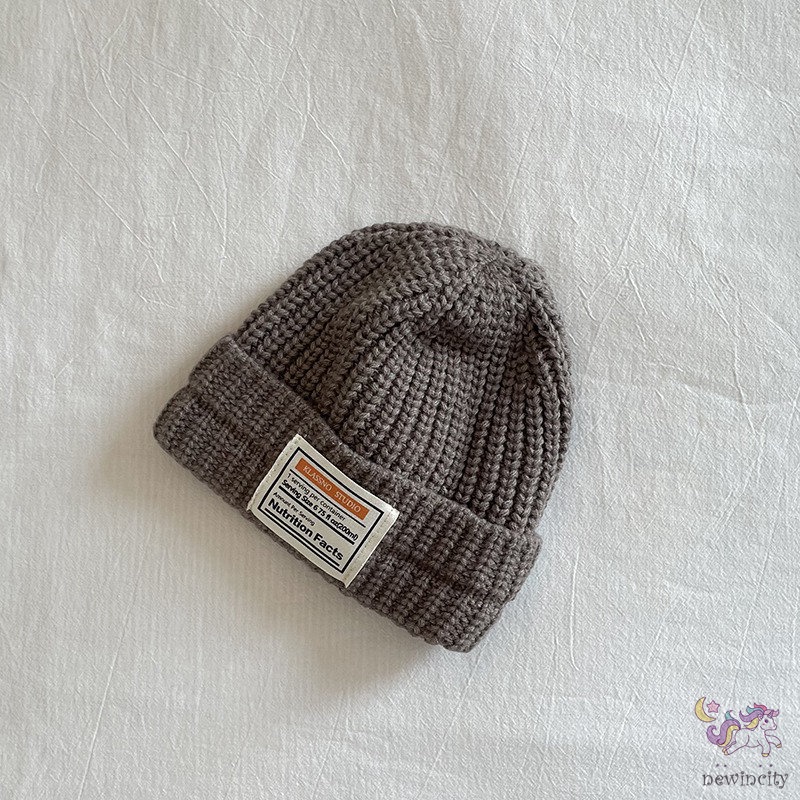 Mũ Beanie Dệt Kim Co Giãn In Chữ Thời Trang Hàn Quốc Cho Bé
