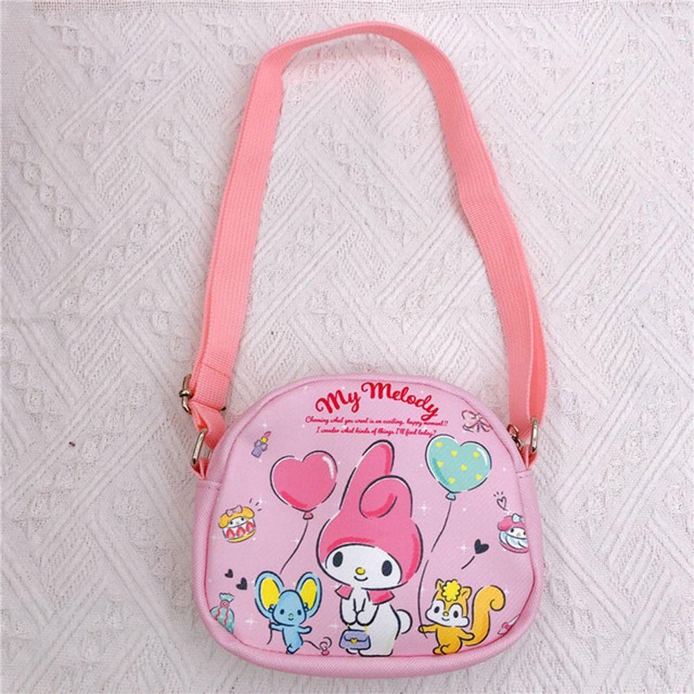 Túi Đeo Vai Bằng Da PU In Hoạt Hình Melody / Mèo Kitty / Cún Cưng Dễ Thương