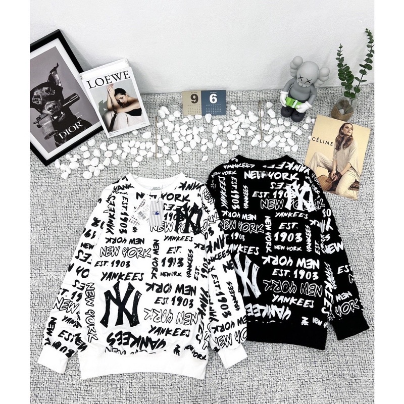 Áo Sweater MLB New York Hàng Xuất Dư 2 Màu Đen Trắng Unisex