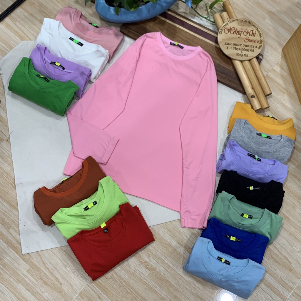 Áo Thun Tay Dài Trơn Long Tee Ulzzang Unisex Nam Nữ Dáng Rộng Màu Xanh Dương Đậm Coban - MM