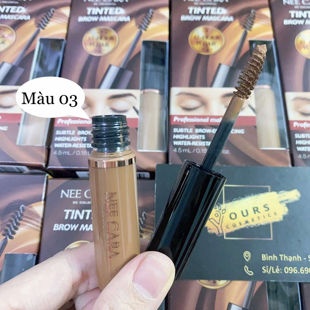 Mascara Chân Mày Nee Cara Tinted Brow Mascara N590 - Mascara Chân Mày Tone Nâu Đen