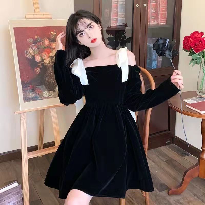 XIYUYI Đầm Chữ a Phong Cách hepburn Pháp Cổ Điển Thời Trang Xuân Thu Cho Nữ