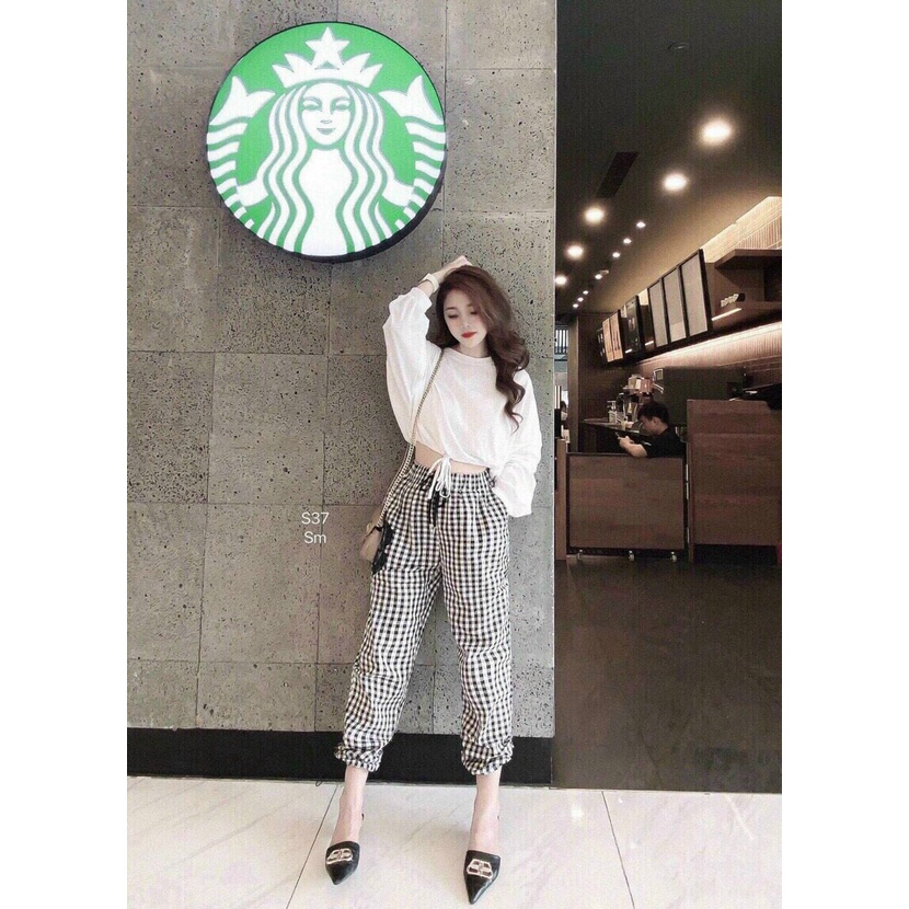 Set đồ nữ đi chơi cá tính,  đồ bộ nữ dễ thương với quần dài ống rộng lưng thun kèm áo kiểu nữ form rộng dài tay cực xinh