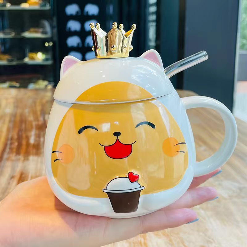 Ly sứ cao cấp, Cốc uống nước họa tiết con mèo cute