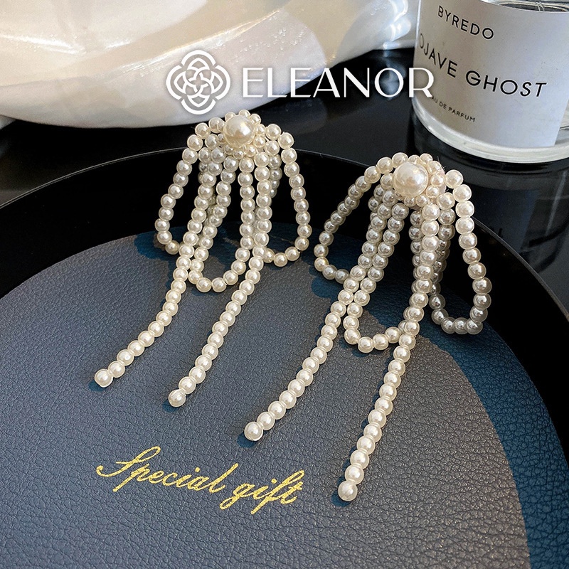 Bông tai nữ ngọc trai nhân tạo Eleanor Accessories chuôi bạc 925 phụ kiện trang sức chuỗi hạt hình nơ