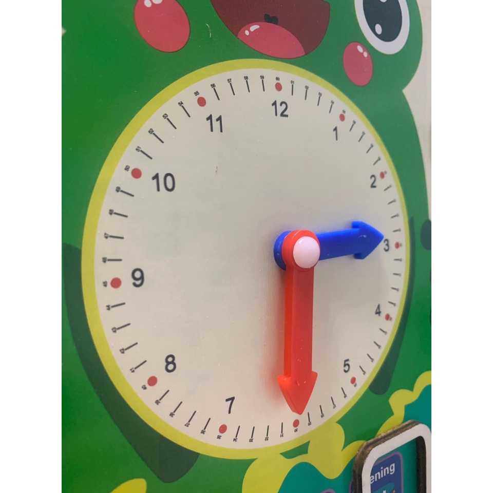 Đồng hồ cho bé học xem giờ ngày tháng bằng gỗ hình con ếch đáng yêu
