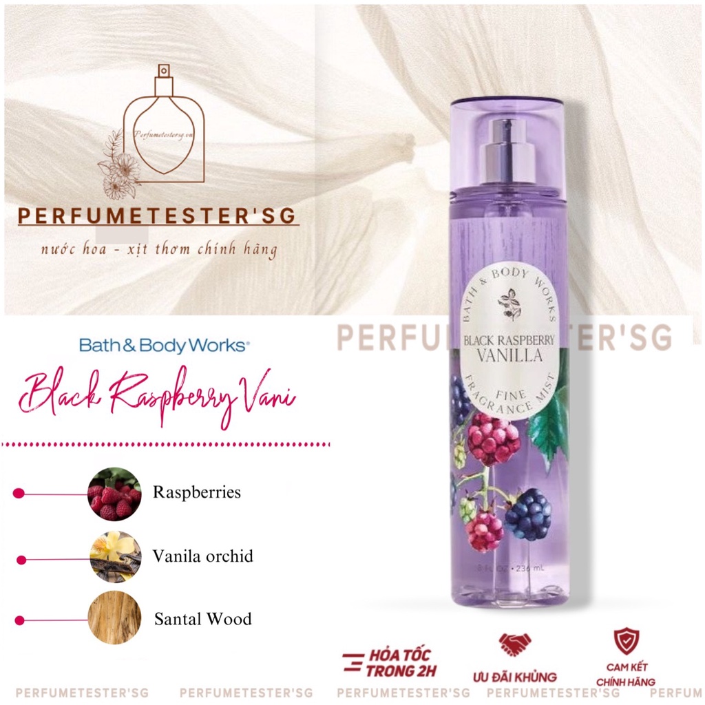Xịt Thơm Toàn Thân Lưu Hương Mịn Da Bath & Body Works BLACK RASPBERRY VANILLA -𝒑𝒆𝒓𝒇𝒖𝒎𝒆𝒕𝒆𝒔𝒕𝒆𝒓