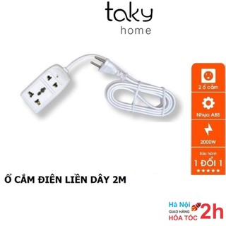 Ổ Cắm Điện Liền Dây Nối Dài 2 m Đa Năng, Cắm 2 Lỗ 2 Chạc Và 3 Chạc, An Toàn, Tiện Dụng Trong Gia Đình. TakyHome 8608