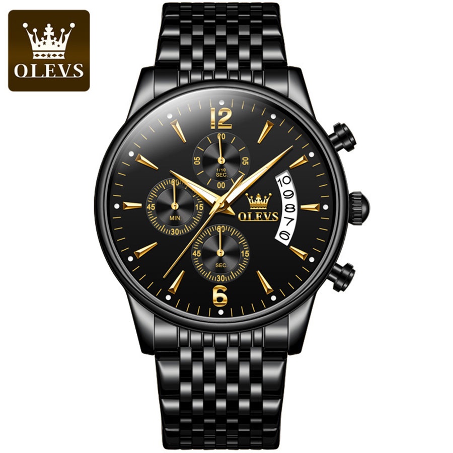 Đồng hồ nam doanh nhân Olevs size 42mm,dây đeo thép không gỉ,chống nước 30m