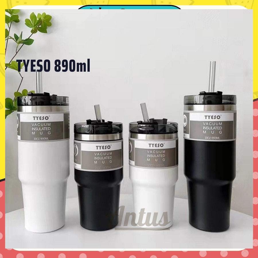 Ly Giữ Nhiệt Tyeso 600ml - 890ml Có Ống Hút - Hàng Chính Hãng Thép Ko Gỉ 304
