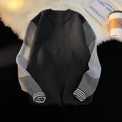 Áo sweater AOKANG dáng rộng tay dài họa tiết kẻ sọc thời trang mùa thu trẻ trung dành cho nam