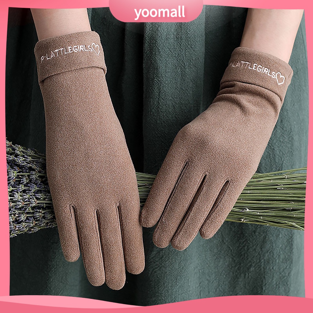Găng Tay Lái Xe Dày Dặn Ấm Áp Có Thể Chạm Màn Hình Cảm Ứng Dành Cho Nữ