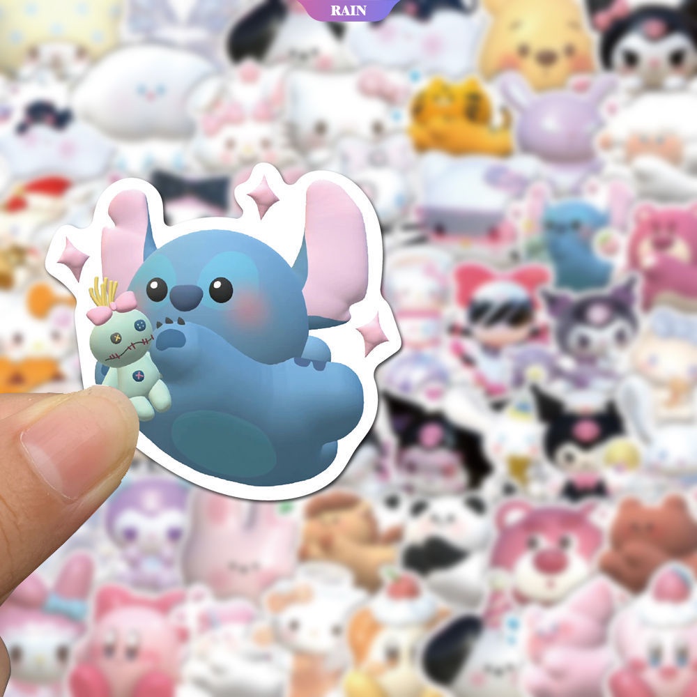 Bộ 51 Miếng Dán Hình Sanrio My Melody Kuromi Hello Kitty Cinnamoroll Dễ Thương Dùng Trang Trí Laptop / Điện Thoại / Sổ Tay