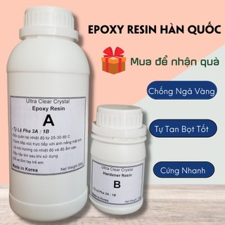 Keo Epoxy Resin AB Hàn Quốc 3:1 trong suốt, tự tan bọt sau 20 phút pha