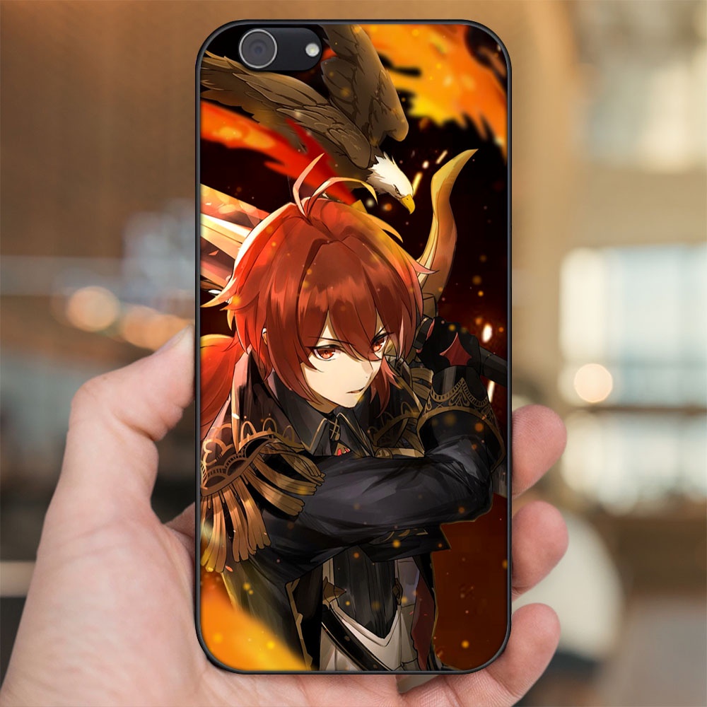 Ốp lưng Vivo Y53, Y69, Y71, Y81, Y83 viền đen in hình Diluc Genshin Impact