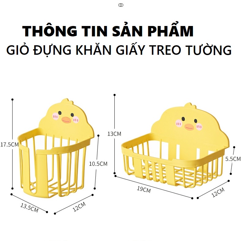 Giỏ đựng giấy vệ sinh dán tường, kệ để giấy ăn phòng tắm phòng bếp tiện lợi