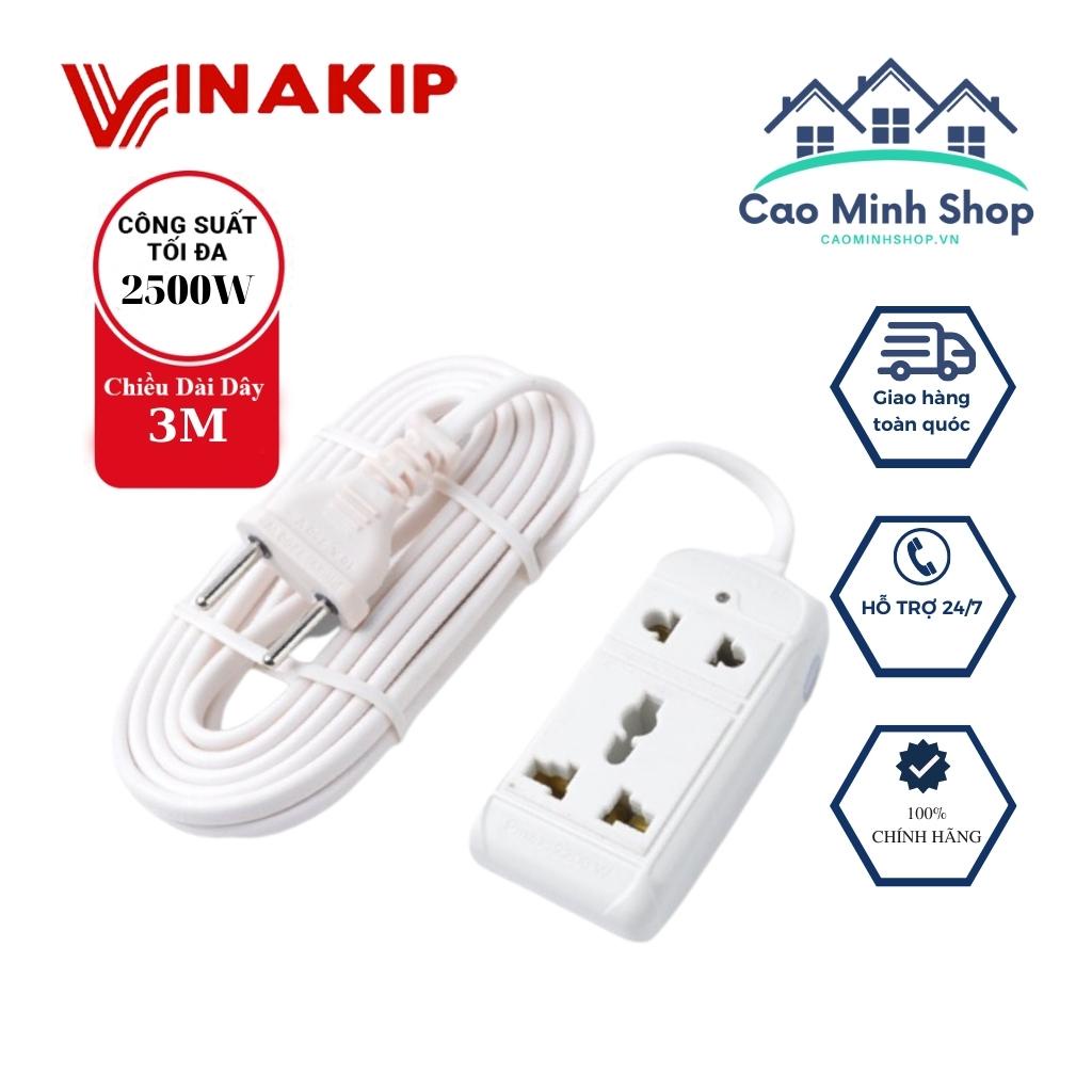 Ổ cắm điện Vinakip 2 ngả liền dây, có đèn báo, dây dài 3M đa năng, tiện dụng, nhỏ gọn - Cao Minh Shop