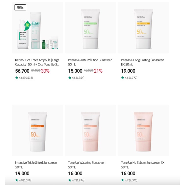 Kem chống nắng Innisfree các loại MCM Mẹ Cá Mập