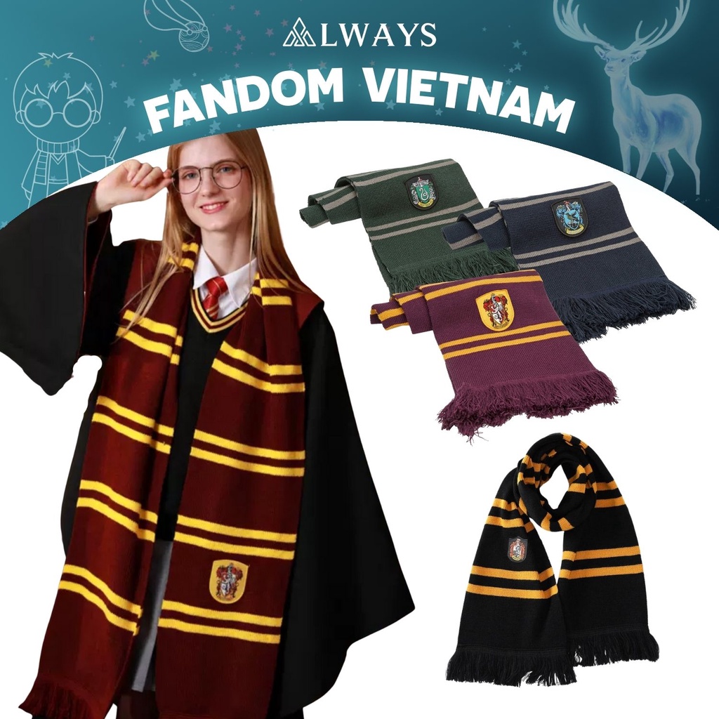Khăn choàng loại dày có tua dành cho fan Harry Potter - Chất liệu dày đẹp ấm áp - Logo dệt tỉ mỉ