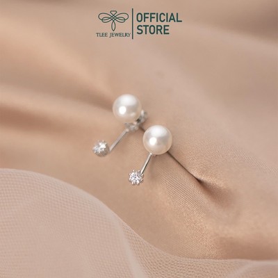 Khuyên tai bạc nữ Tlee ngọc trai nhân tạo đeo hai dáng nữ tính TLEE JEWELRY B0120