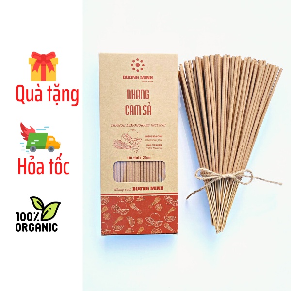 Nhang sạch Cam Sả Dương Minh hương sả cam 20cm/30cm/40cm - nhang thơm organic nhang thảo mộc thắp cúng đuổi muỗi an toàn