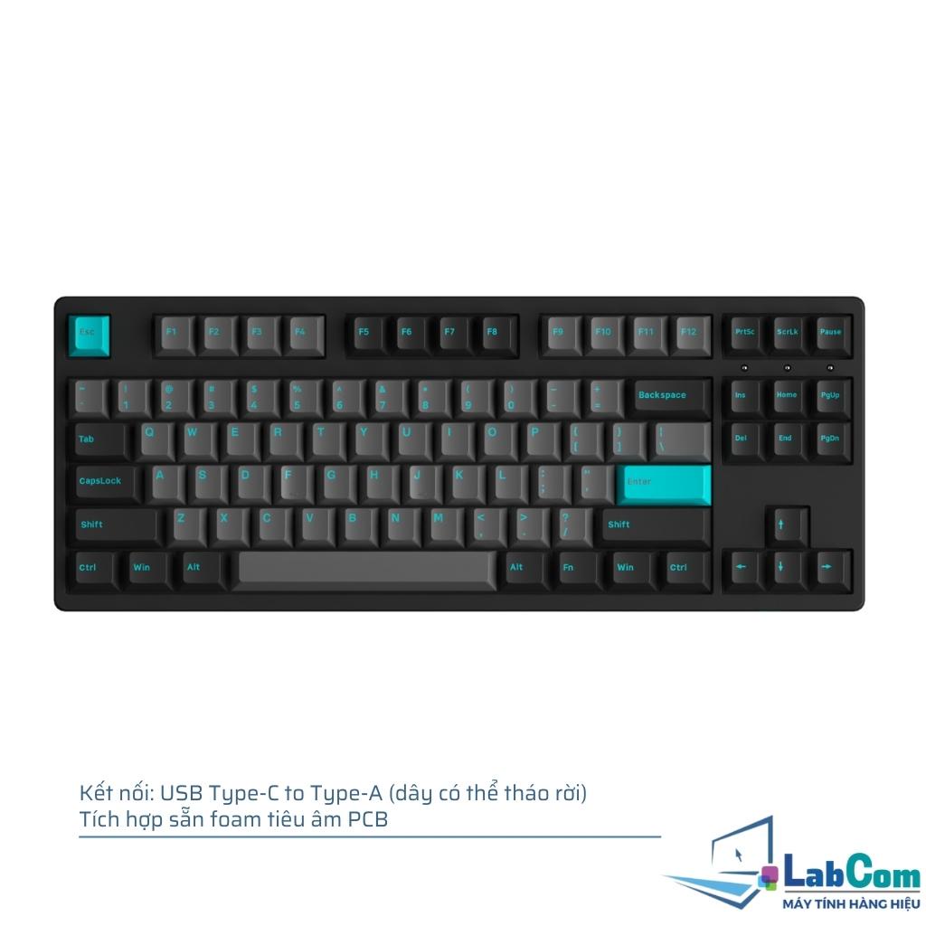 Bàn phím cơ có dây AKKO 3087 | 3108 Plus Black Cyan | Prunnus Lannesiana | Keycap cherry profile | Lót Foam tiêu âm