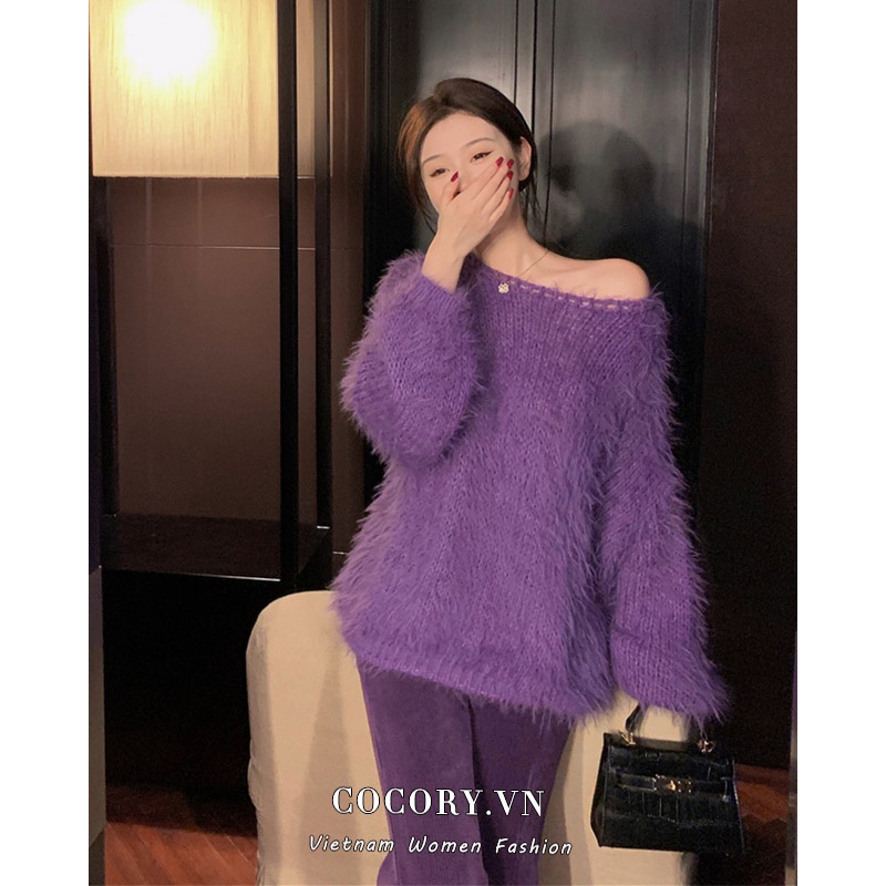 Cocory vn Áo Sweater Dệt Kim Tay Dài Dáng Rộng Thời Trang Mùa Thu Cho Nữ
