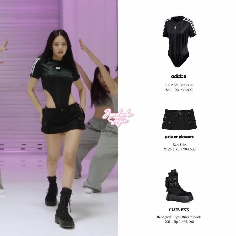 Set áo bodysuit và chân váy Shut Down dance practice giống Jennie BLACKPINK