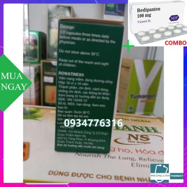 Combo Bedipanten 100mg +  Viên tan sỏi Rowatinex hộp 100 viên  nước sản xuất IRELAND