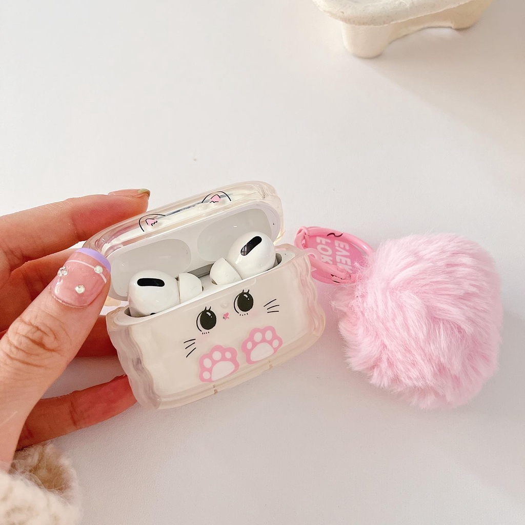 Vỏ Bảo Vệ Hộp Sạc Tai Nghe Bluetooth Airpods 1 / 2 3 2021 gen3 Bằng Silicon Mềm Trong Suốt Họa Tiết Hoạt Hình Đơn Giản Kèm Móc Treo Chống Rơi Tiện