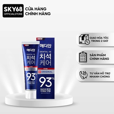 Kem Đánh Răng Giúp Trắng Răng,Sạch Mảng Bám, Chống Sưng Nướu Hương Chanh Median Dental IQ 93% Breath Care 120g-Xanh Biển