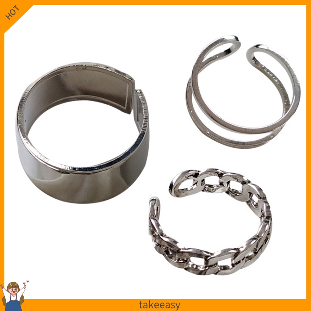 Set 3 Nhẫn Đeo Khớp Ngón Tay Phong Cách Hip Hop Cho Nữ