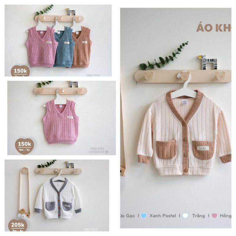 Áo Cardigan/Áo gile cho bé 9m đến 4y