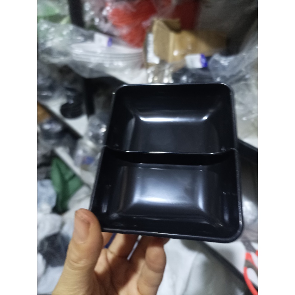 Đĩa chấm 2 ngăn Song Long màu đen