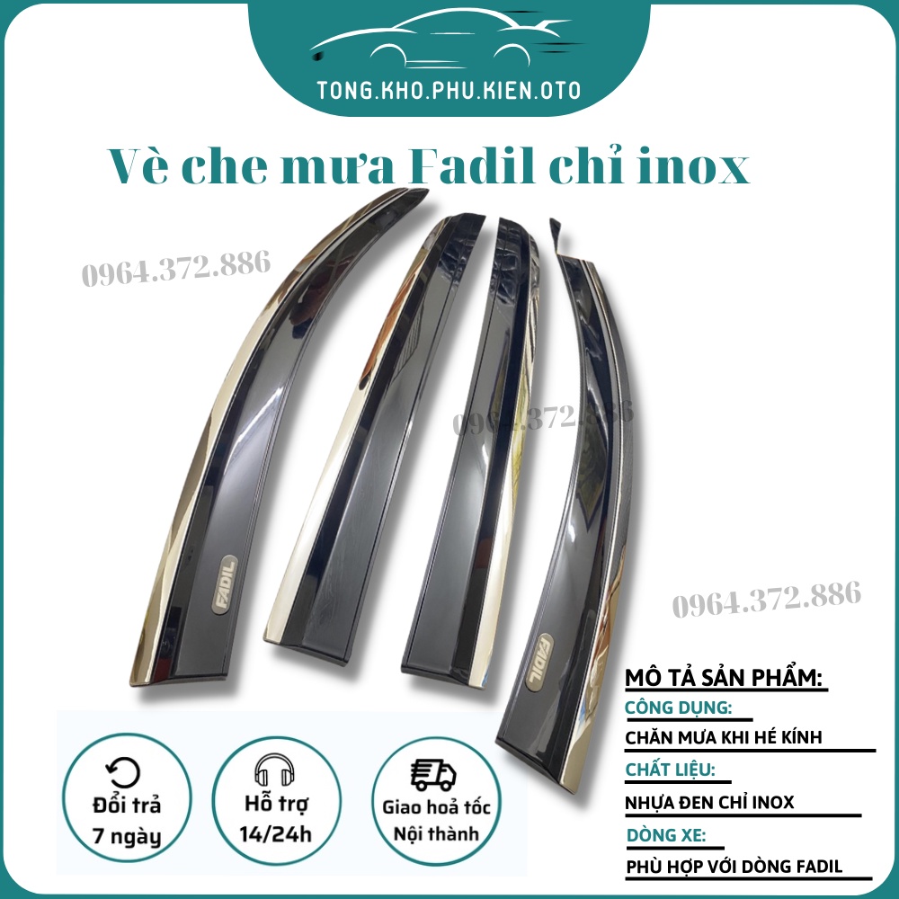Vè che mưa chỉ Inox xe Vinfast Fadil 2019-2020-2021-2022 Hàng cao cấp nhất thị trường
