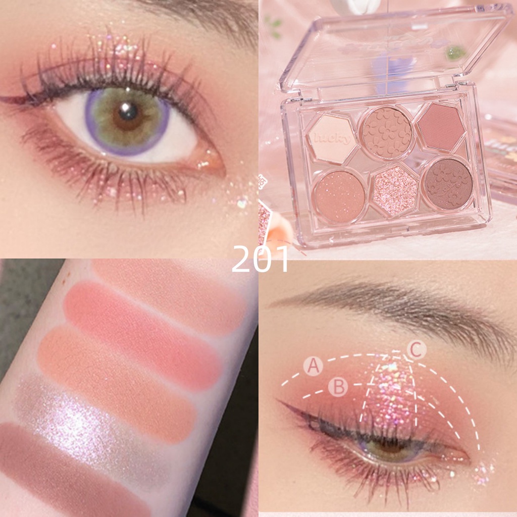 Bảng Phấn Mắt Gogotales 6 Màu Lì Lấp Lánh Trang Điểm Đa Năng