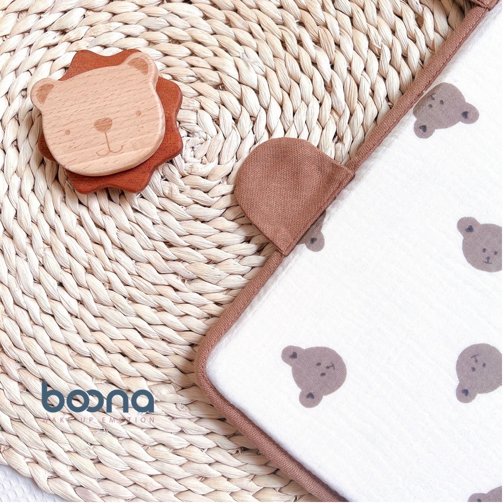 Gối cao su Non Boona vải sợi tre thông hơi cho bé