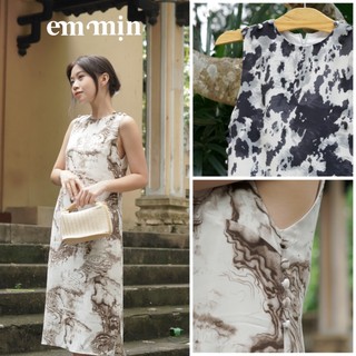 [size S-XXL] Đầm Linh Ly em Mịn, váy lụa suông 2 lớp nút bọc