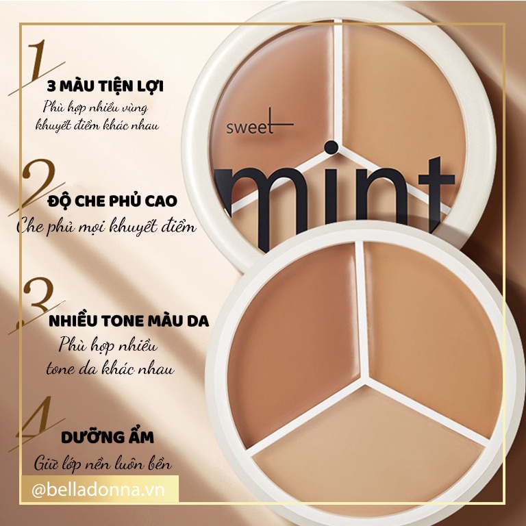 Kem Che Khuyết Điểm Trong Suốt 3 Ô Sweet Mint Hot TikTok 15g [HCM]
