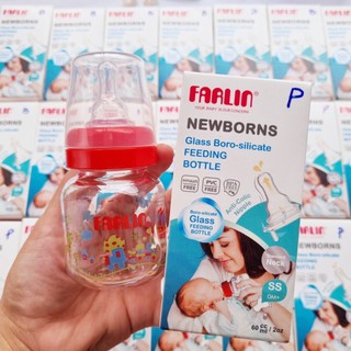 Bình Sữa Thủy Tinh Cổ Chuẩn Farlin NB205 ( 60ml - Núm Sơ Sinh )