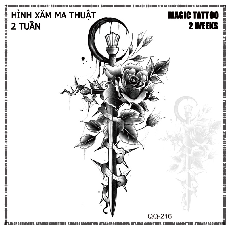 Hình Xăm Dán 216 Thorns Chống Nước 10 * 6CM Phong Cách Hàn Quốc