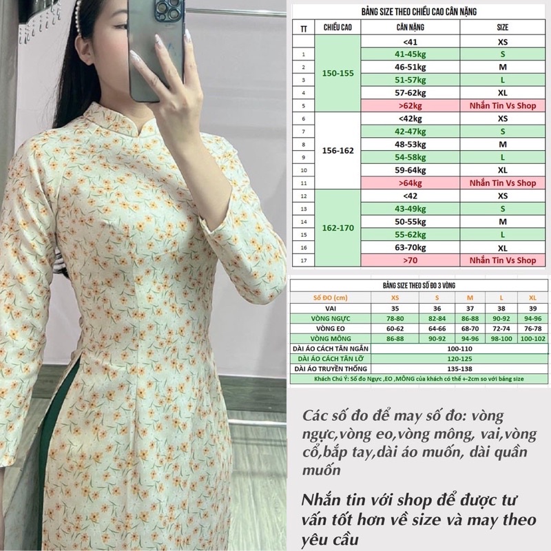 Áo Dài Cách Tân Nữ Gấm Hoa Nhí Chất Đẹp