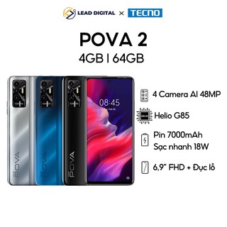 Điện thoại Tecno Pova 2 4GB/64GB |Pin 7000 mAh|6.9" FHD|MTK Helio G85|BH 13 Tháng