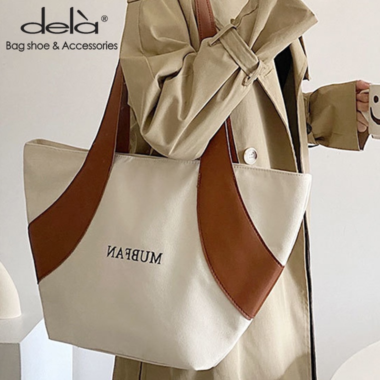 Dela Túi Xách Canvas Sức Chứa Lớn Mẫu Mới Phong Cách Hàn Quốc Cho Nữ