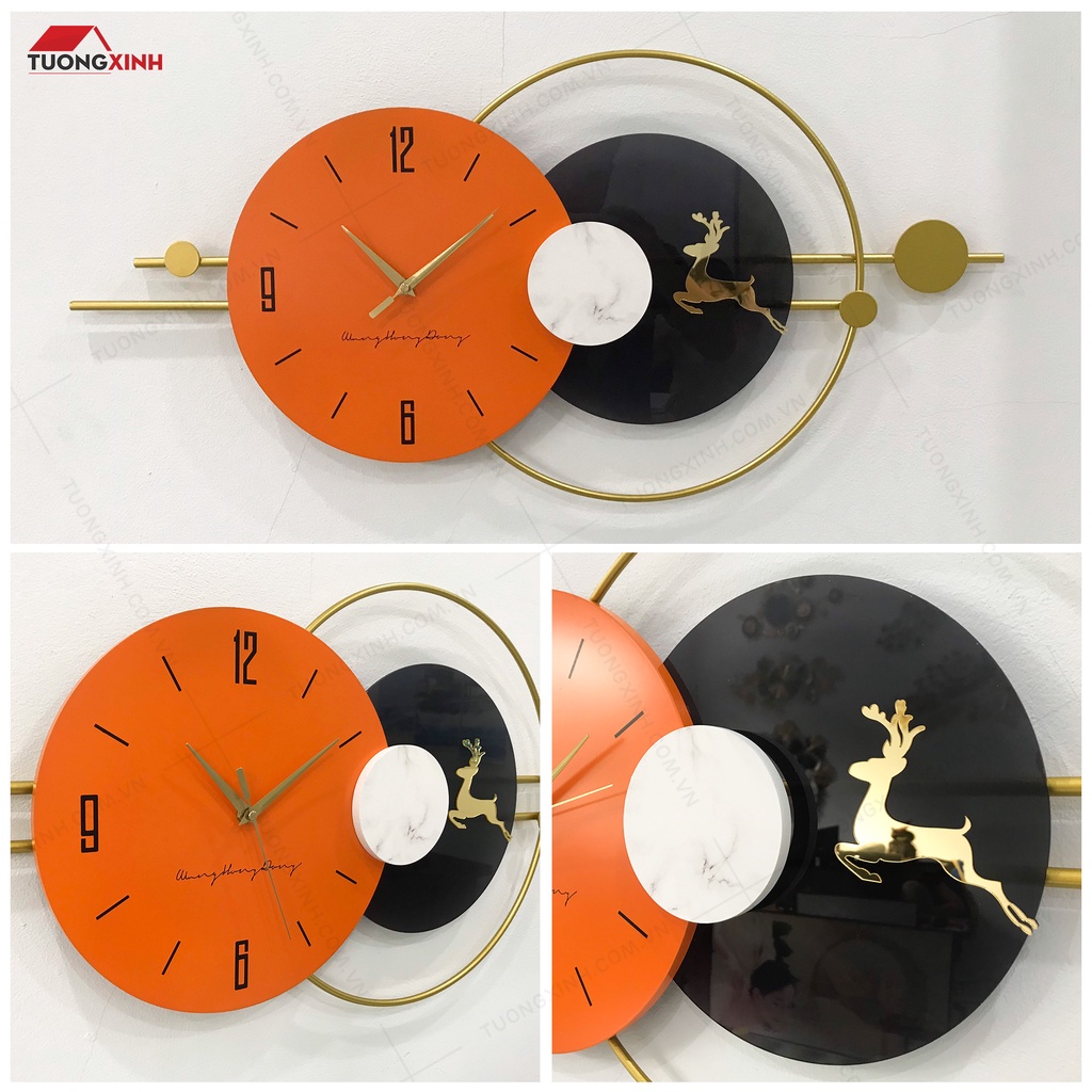 Đồng hồ treo tường nghệ thuật Tường Xinh decor trang trí nhà cửa phong cách hiện đại DHA197